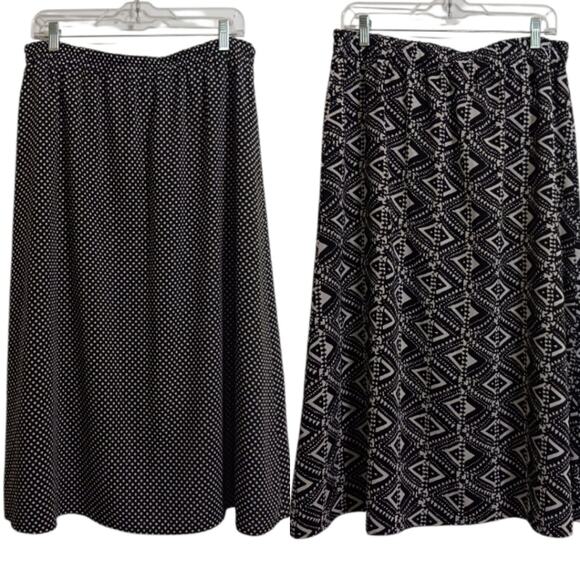 Reversible skirt sz L polka dot geometric shapes modest minimalist - Picture 1 of 11